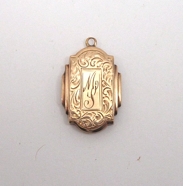 Antique Vintage 10K Yellow Gold Deco Locket No Monogram on back