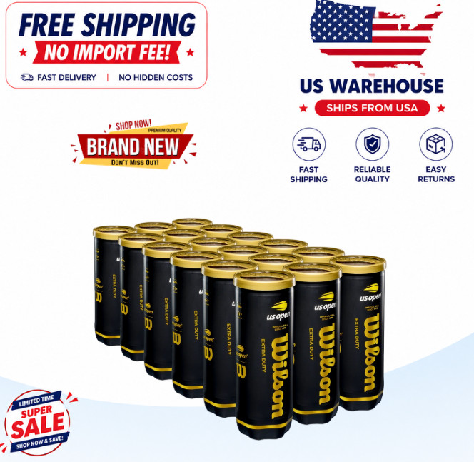 FREE SHIPPING Wilson US Open Extra Duty Tennis Balls 3-Ball Can – 24 Pack