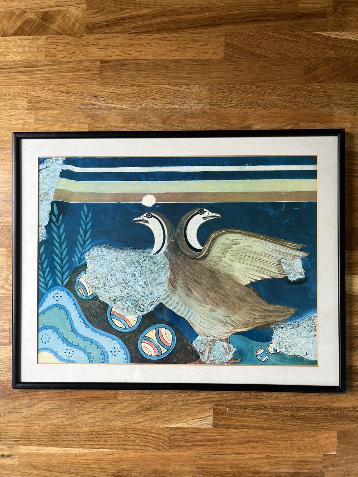 Vintage Minoan Knossos Birds Partridge Fresco Reproduction Framed Greek Wall Art Vintage Minoan Knossos Birds Partridge Fresco Reproduction Framed Greek Wall Art