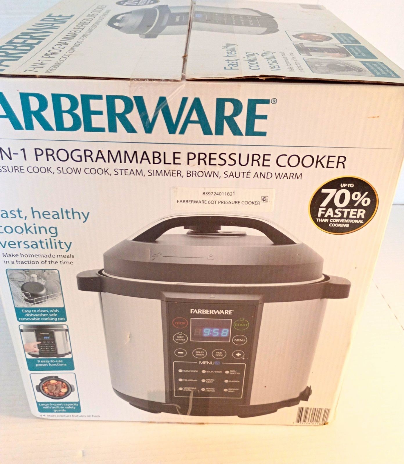 Farberware 7 in 1 Programmable Pressure Cooker 6 Quart Digital Multi Cooker NIB