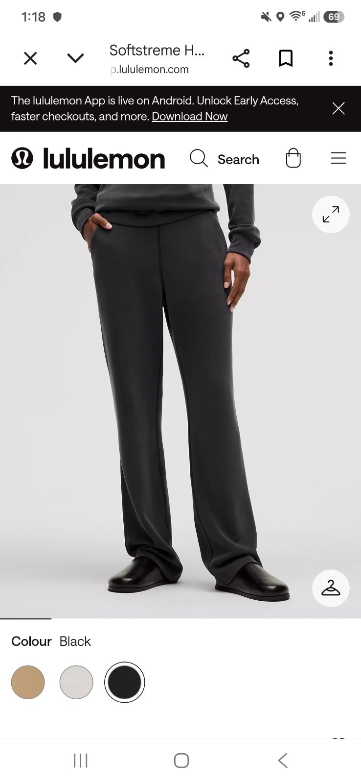 Lululemon Womens Softstreme HR Straight Leg Pant Regular Black Size Medium New