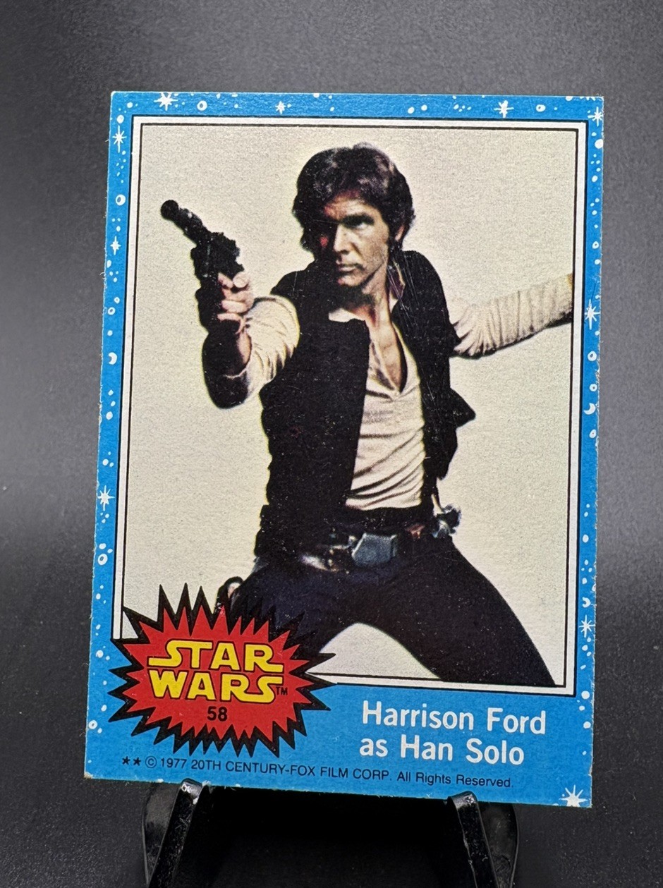1977 Topps Star Wars Trading Card Harrison Ford as Han Solo #58 Ex Cond Orig own 1977 Topps Star Wars Trading Card Harrison Ford as Han Solo #58 Ex Cond Orig own
