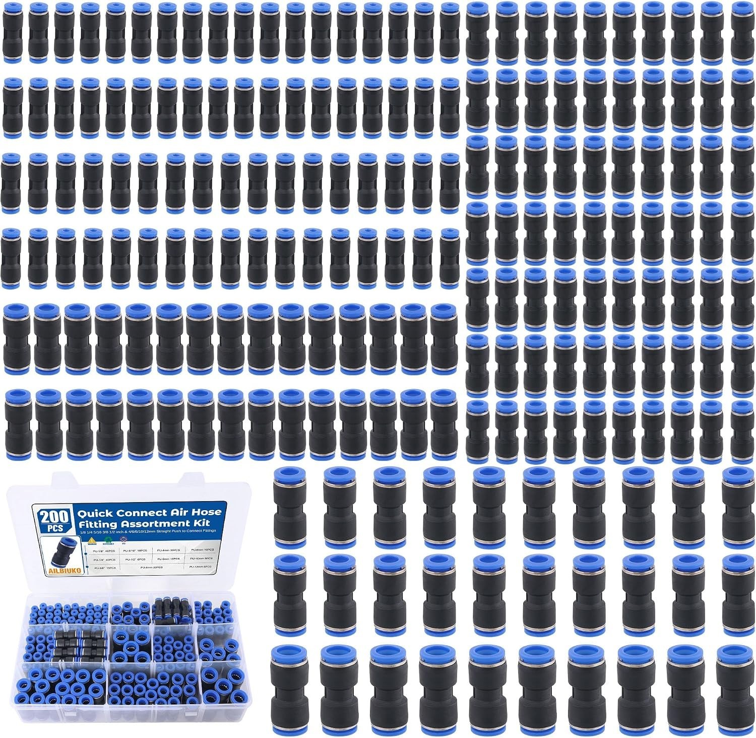200PCS Conectores Neumáticos Push to Connect 1/8 1/4 5/16 3/8 1/2\ 200PCS Conectores Neumáticos Push to Connect 1/8 1/4 5/16 3/8 1/2\