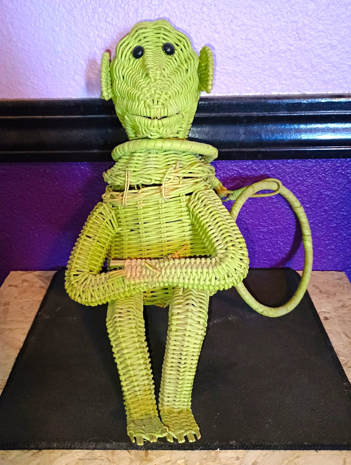 Vintage 1970's Green Wicker Monkey Purse Vintage 1970's Green Wicker Monkey Purse