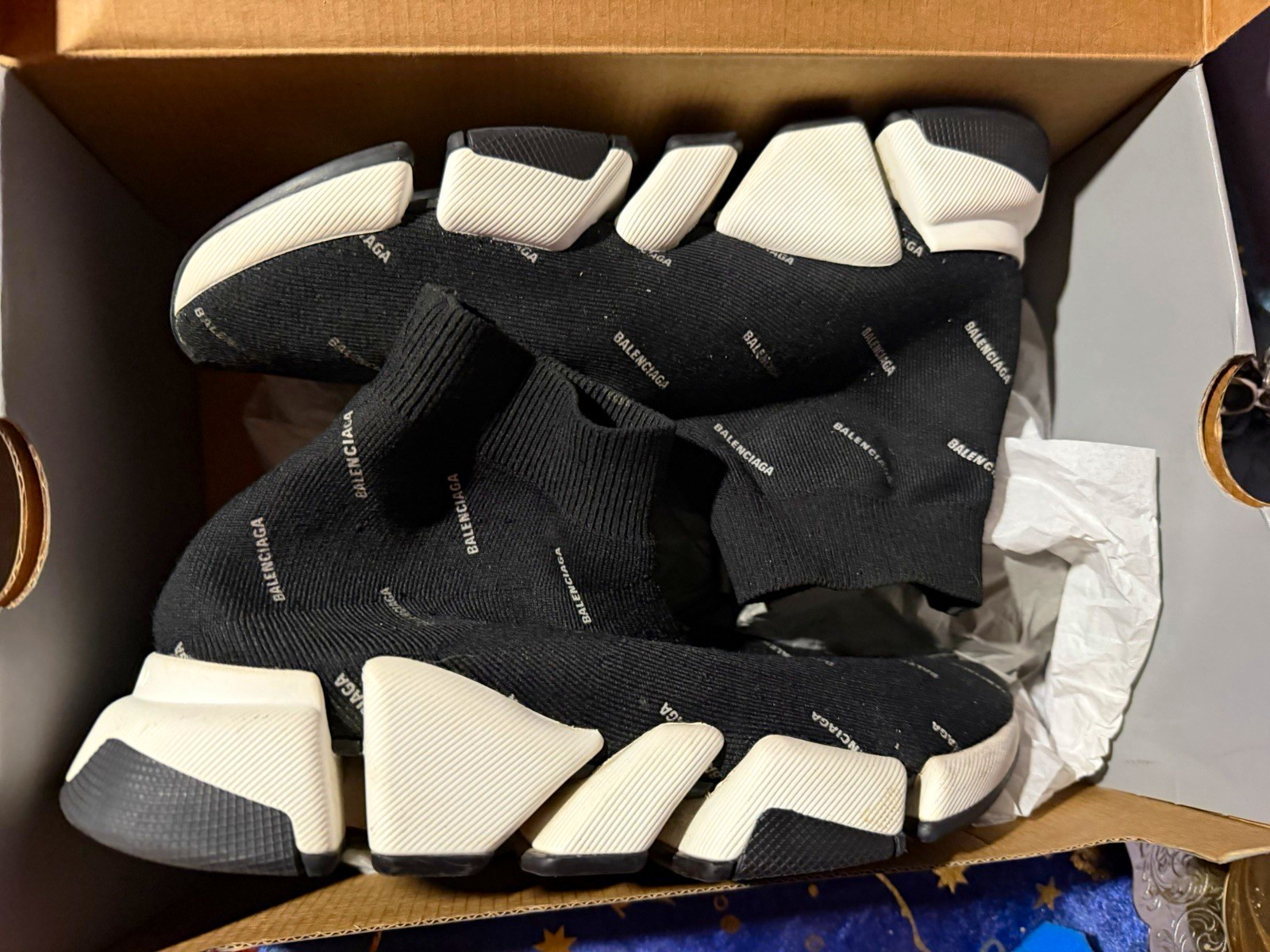 Balenciaga Speed Trainer Logo Knit Sock Slip-On Sneakers Black/White Balenciaga Speed Trainer Logo Knit Sock Slip-On Sneakers Black/White