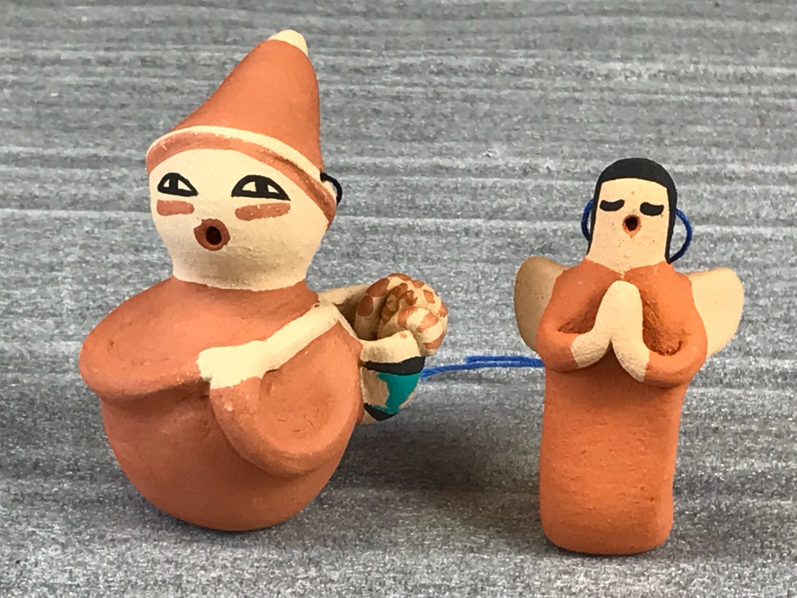Vintage Jemez Pueblo NM Clay Terracotta SANTA & ANGEL Ornaments Signed BTG BGT Vintage Jemez Pueblo NM Clay Terracotta SANTA & ANGEL Ornaments Signed BTG BGT