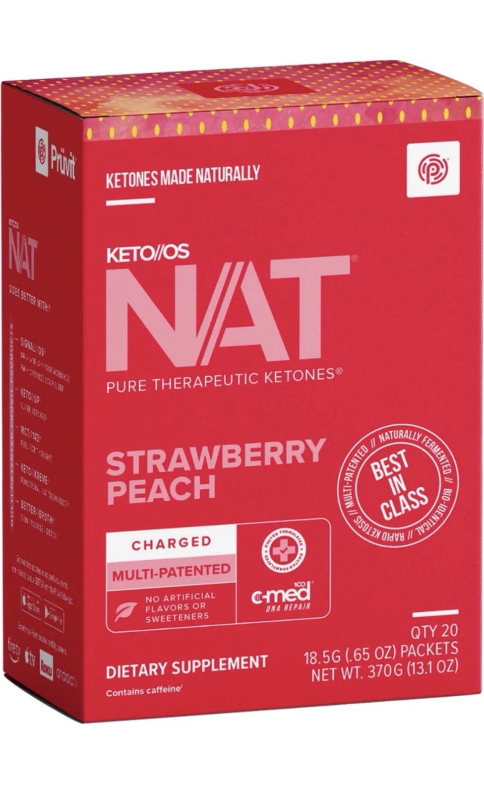 Pruvit KETO/OS NAT Charged 20 Packets Strawberry Peach Flavor EXP:10/2026 Pruvit KETO/OS NAT Charged 20 Packets Strawberry Peach Flavor EXP:10/2026