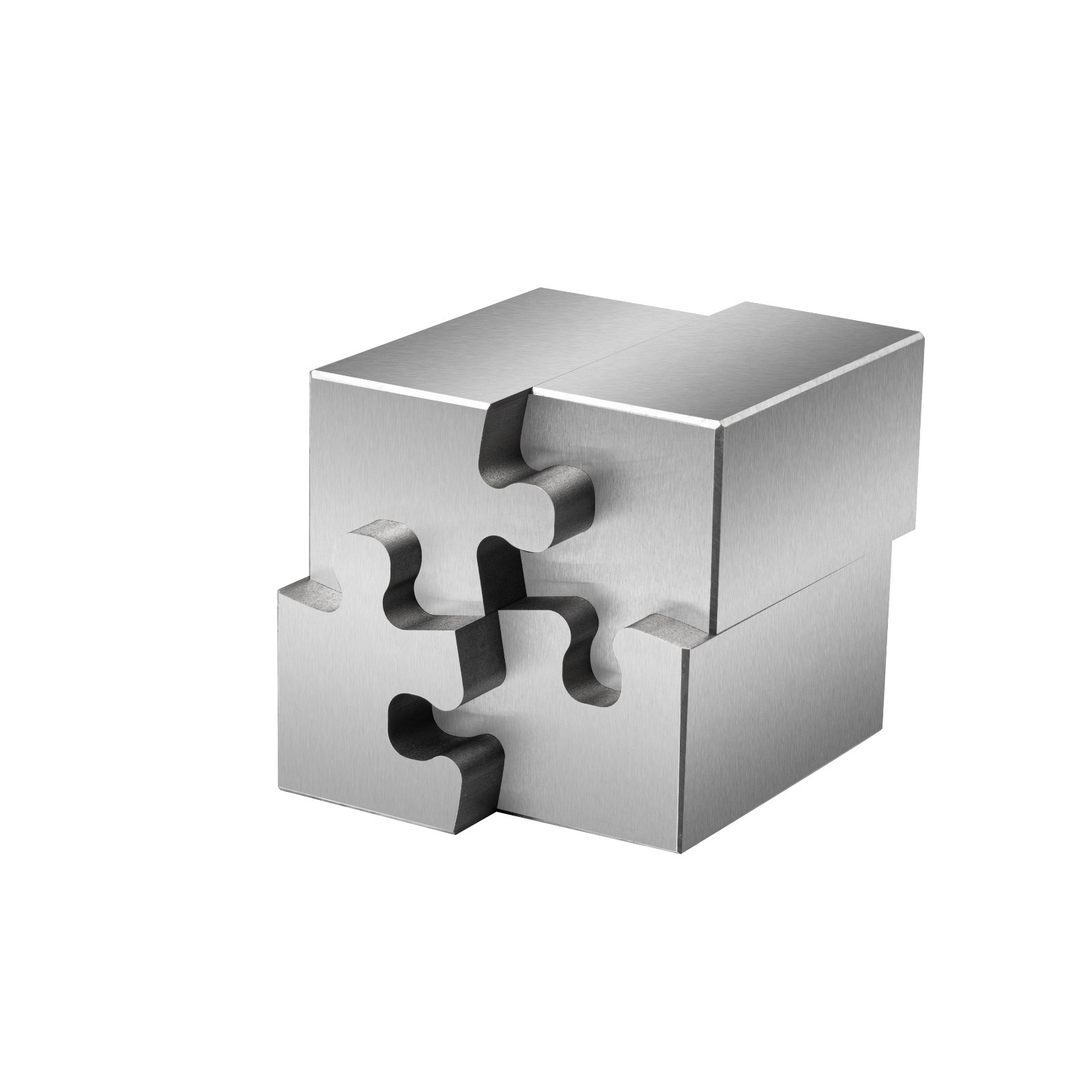 4-Piece Puzzle Cube – Wire EDM Cut Zero Tolerance Stainless Steel Desk Trinket 4-Piece Puzzle Cube – Wire EDM Cut Zero Tolerance Stainless Steel Desk Trinket