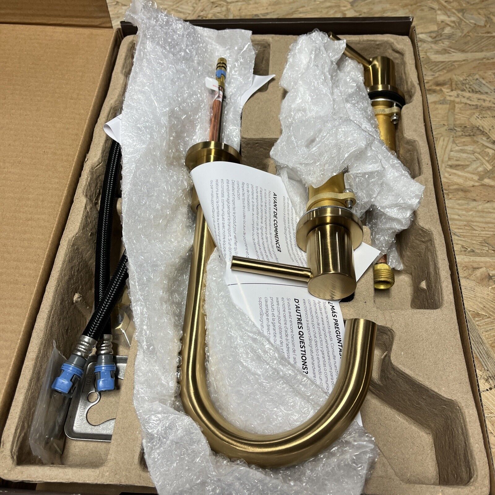 Signature Hardware Lexia 483888 Widespread Bathroom Sink Faucet Brushed Gold New