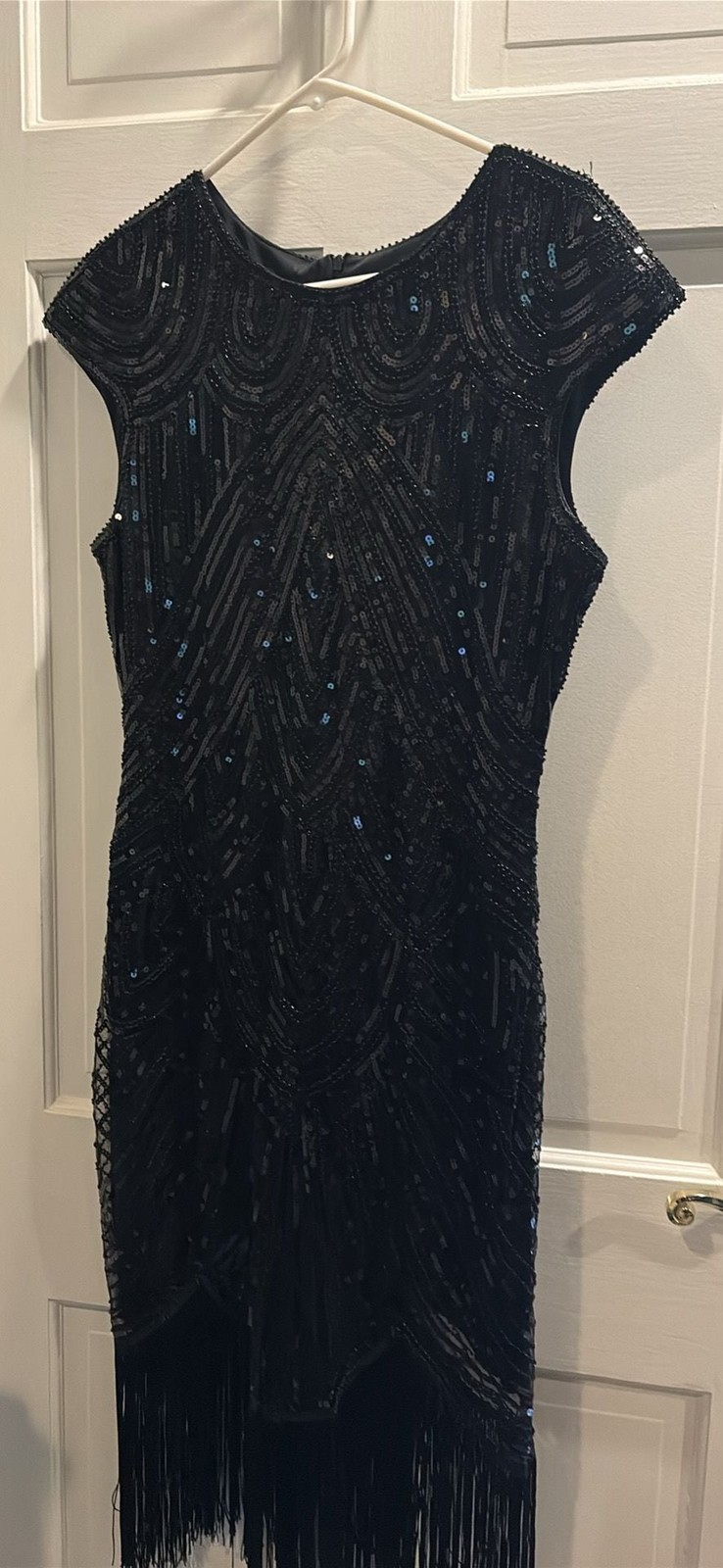 DISY COSTUME 1920s Flapper Dress Size XL Black Sequin Beaded Gatsby