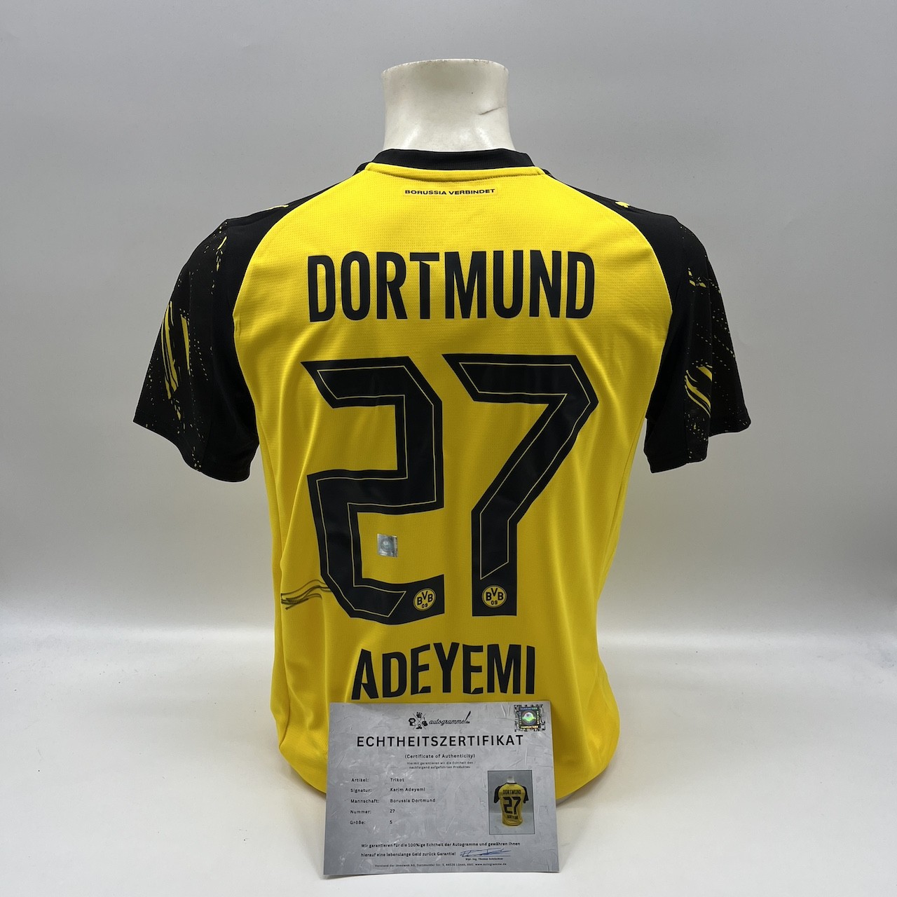 Borussia Dortmund Jersey Karim Adeyemi Signed BVB Puma COA S