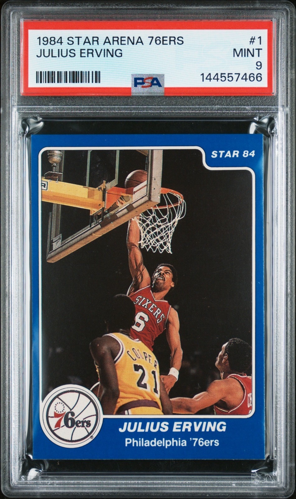 1984 Star Arena Philadelphia 76ers #1 Julius Erving PSA 9 (Pop 5, none higher) 1984 Star Arena Philadelphia 76ers #1 Julius Erving PSA 9 (Pop 5, none higher)