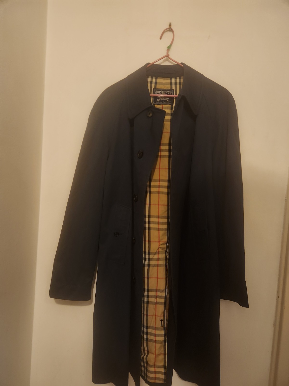 Vintage Burberrys Mac Trench Coat Made in England Navy Blue Nova