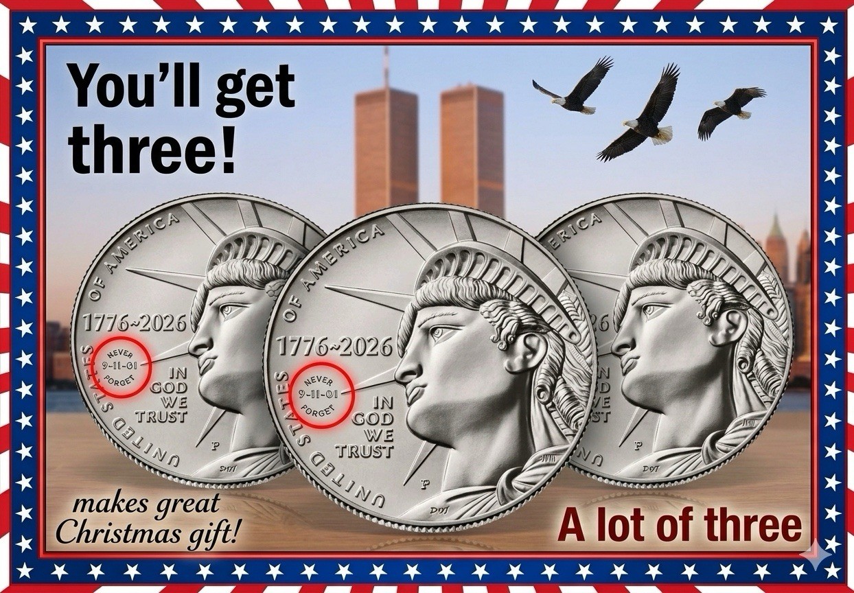 2026-P Enduring Liberty Half Dollar 9-11-01 Never Forget PRIVY-LOT OF 3- PRESALE