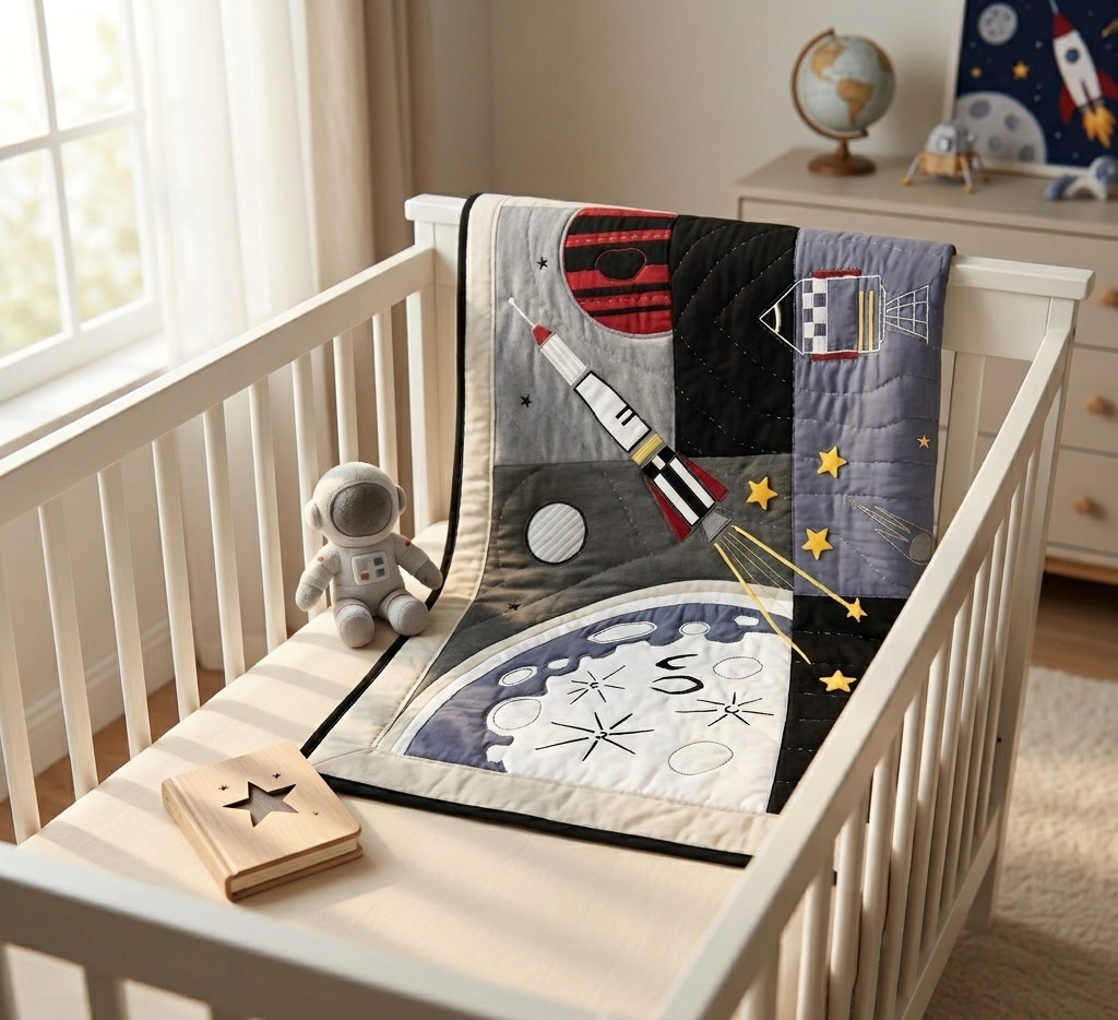 Handmade The Apollo Lullaby Patchwork Finished Hand Stitch Baby/Lap Cotton Quilt Handmade The Apollo Lullaby Patchwork Finished Hand Stitch Baby/Lap Cotton Quilt