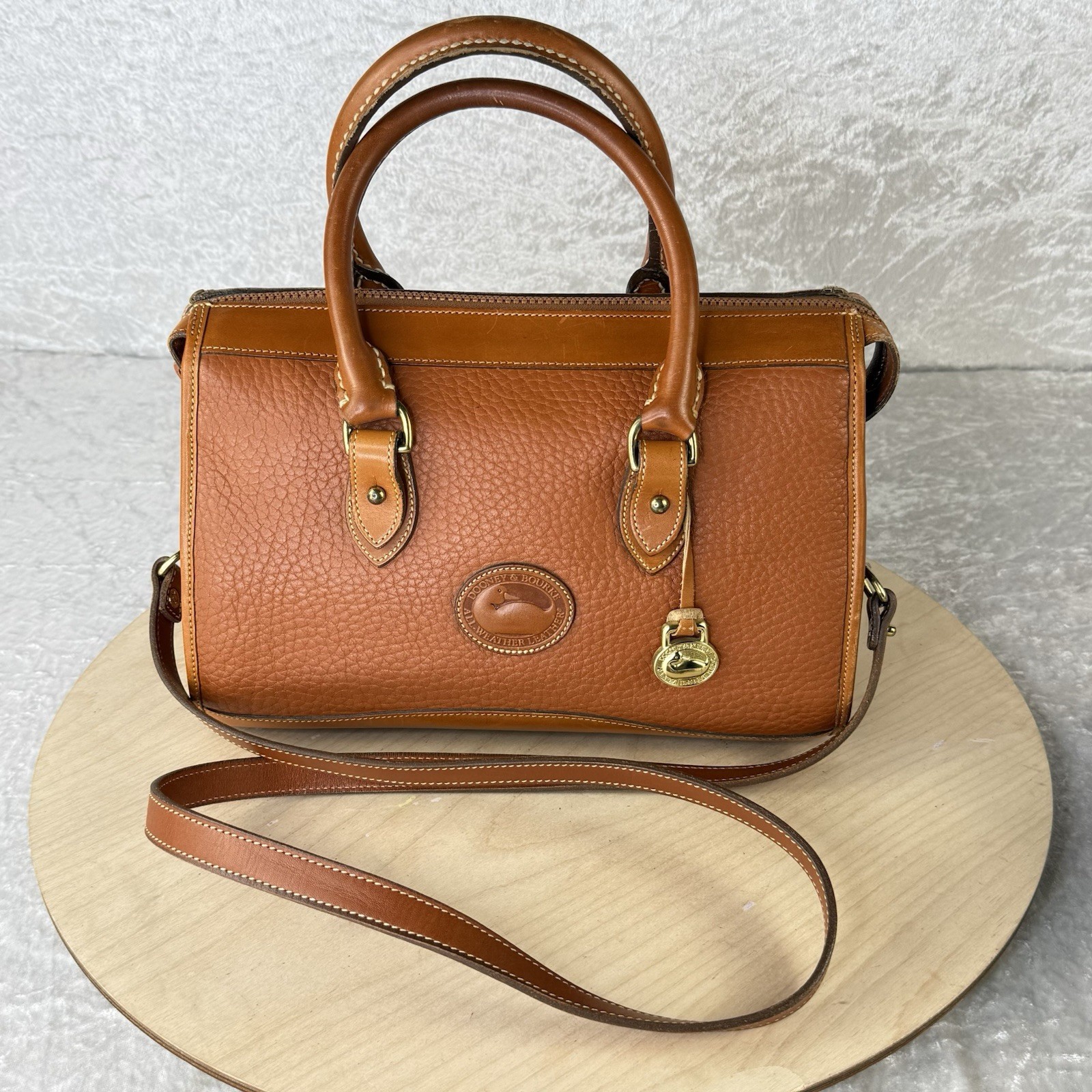 Vintage 1980s Dooney & Bourke British Brown Pebbled Leather Satchel Handbag Vintage 1980s Dooney & Bourke British Brown Pebbled Leather Satchel Handbag
