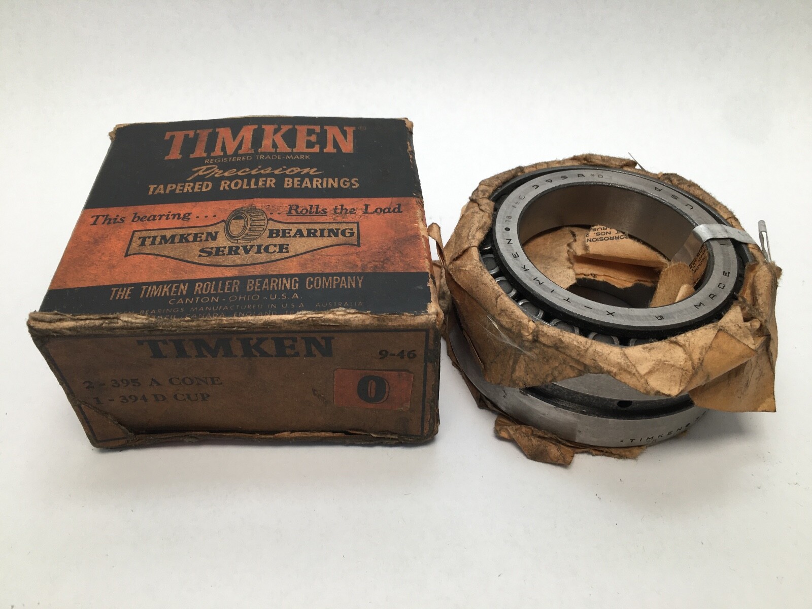 Timken 395A-90046 Double Taper Roller Bearing Cone & Cup 2-5/8\