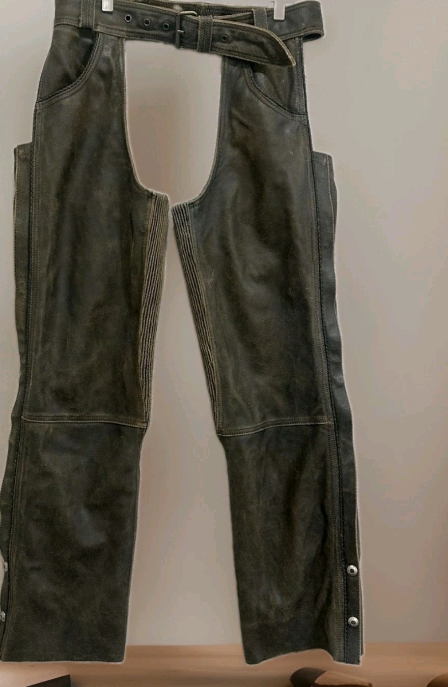 Vintage Harley-Davidson Distressed Brown Leather Motorcycle Chaps Mens Small Vintage Harley-Davidson Distressed Brown Leather Motorcycle Chaps Mens Small