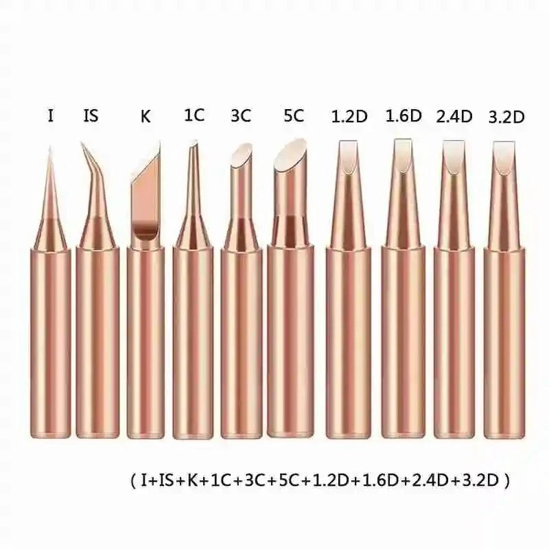 10Pcs 900M-T Pure Copper Soldering Iron Tips Set Lead-Free Solder Head Welding 10Pcs 900M-T Pure Copper Soldering Iron Tips Set Lead-Free Solder Head Welding