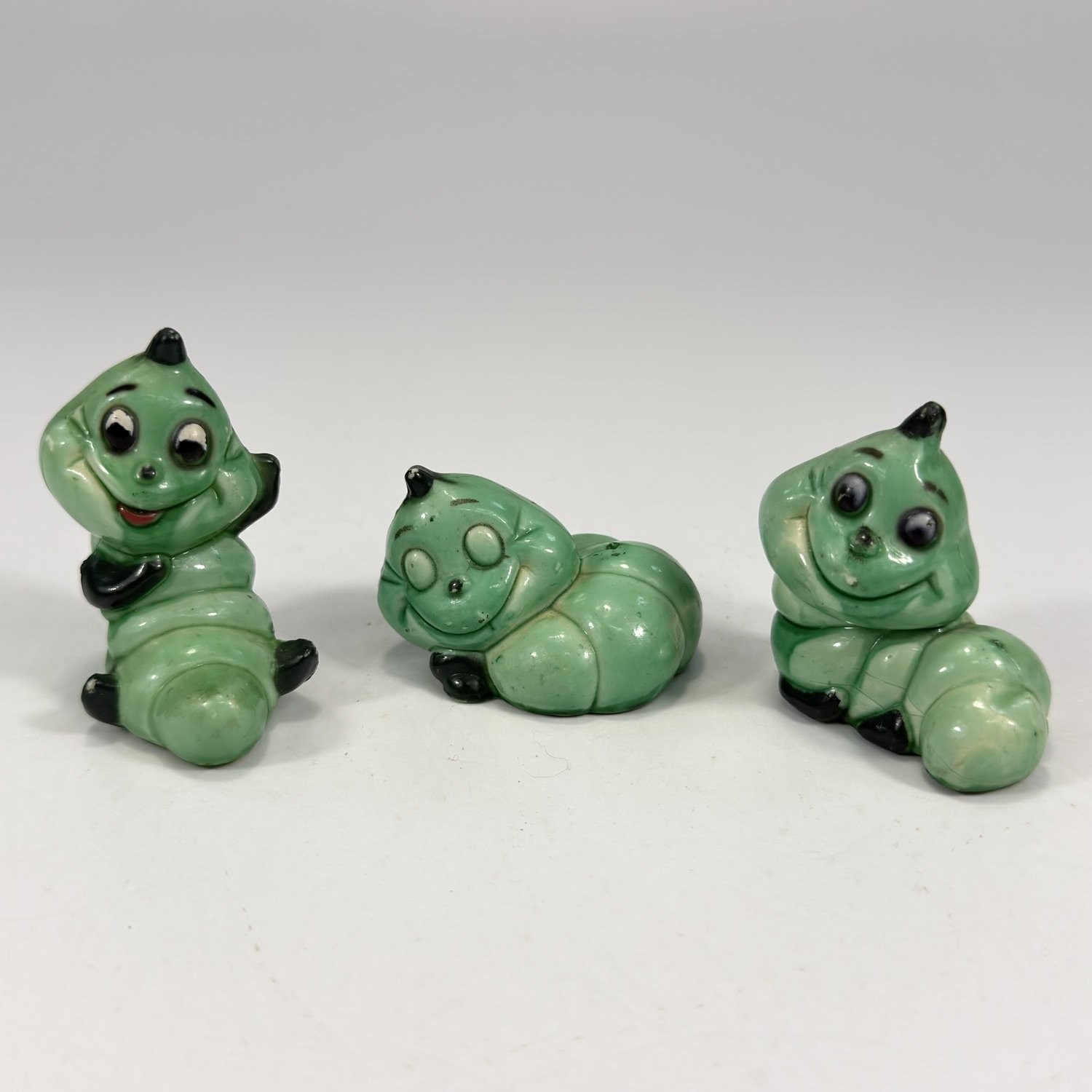 Vtg Set 3 Ceramic Anthropomorphic Caterpillar Figurine Kitsch Planter Decor Worm Vtg Set 3 Ceramic Anthropomorphic Caterpillar Figurine Kitsch Planter Decor Worm