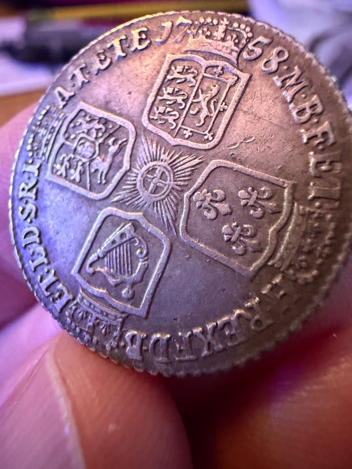 1758 George II Silver Shilling High VF Near XF Sharp Detail Great Britain