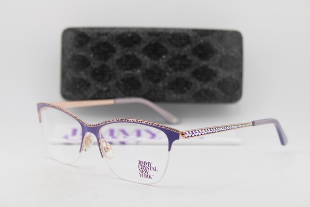 NEW JIMMY CRYSTAL NEW YORK SERIFOS LILAC GOLD GLITTER AUTHENTIC EYEGLASSES 55-16 NEW JIMMY CRYSTAL NEW YORK SERIFOS LILAC GOLD GLITTER AUTHENTIC EYEGLASSES 55-16