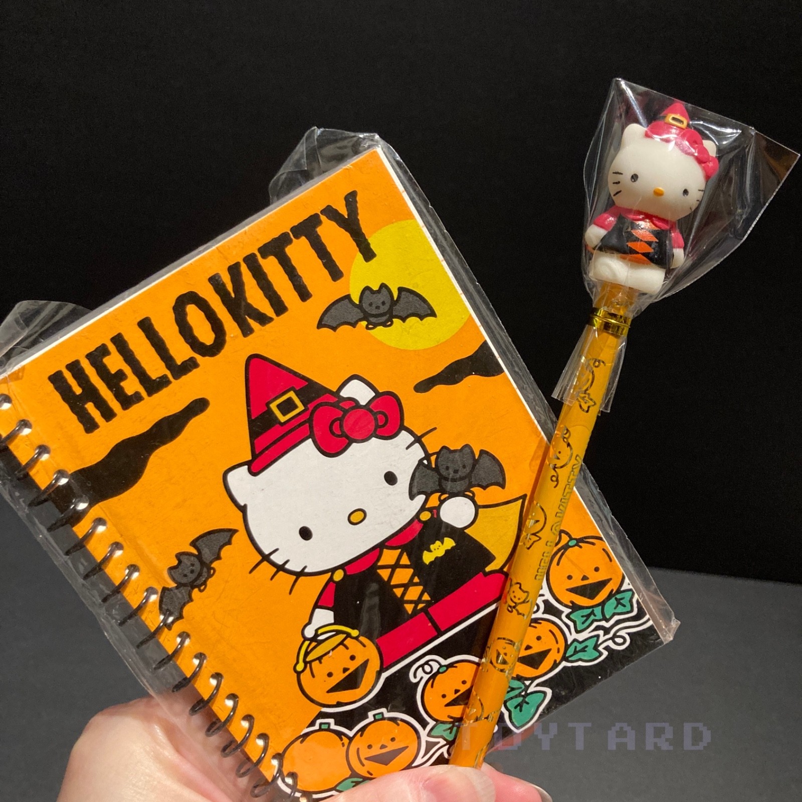 VTG Sanrio Hello Kitty WITCH Pencil Topper Notebook LOT Set Halloween Mascot 90s