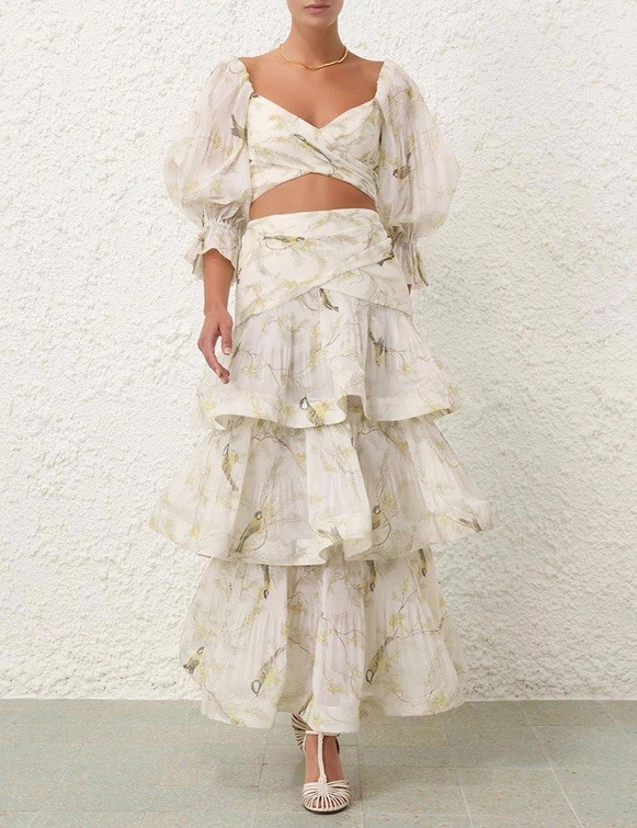 BNWT Zimmermann Natura Pleated Tiered Skirt and matching cropped bodice BNWT Zimmermann Natura Pleated Tiered Skirt and matching cropped bodice