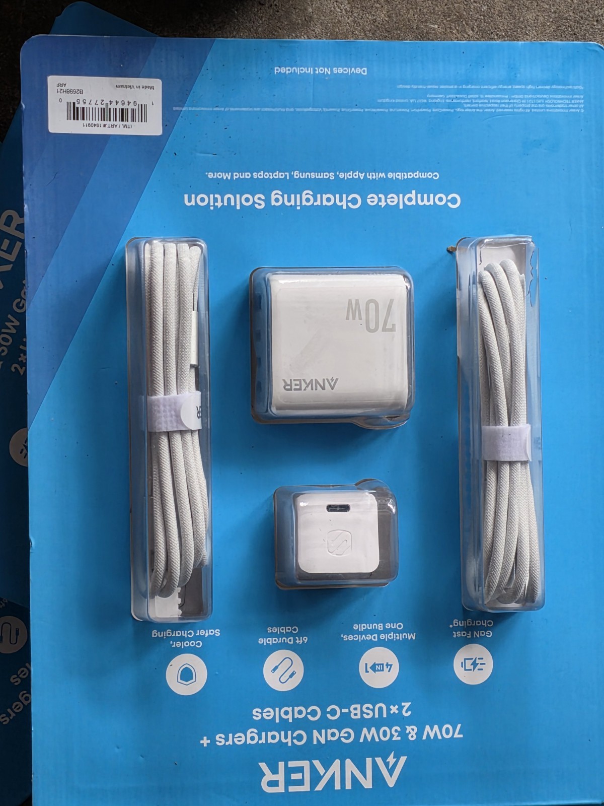 Anker 70W + 30W GaN USB-C Charger Bundle w/ 2 Cables Anker 70W + 30W GaN USB-C Charger Bundle w/ 2 Cables