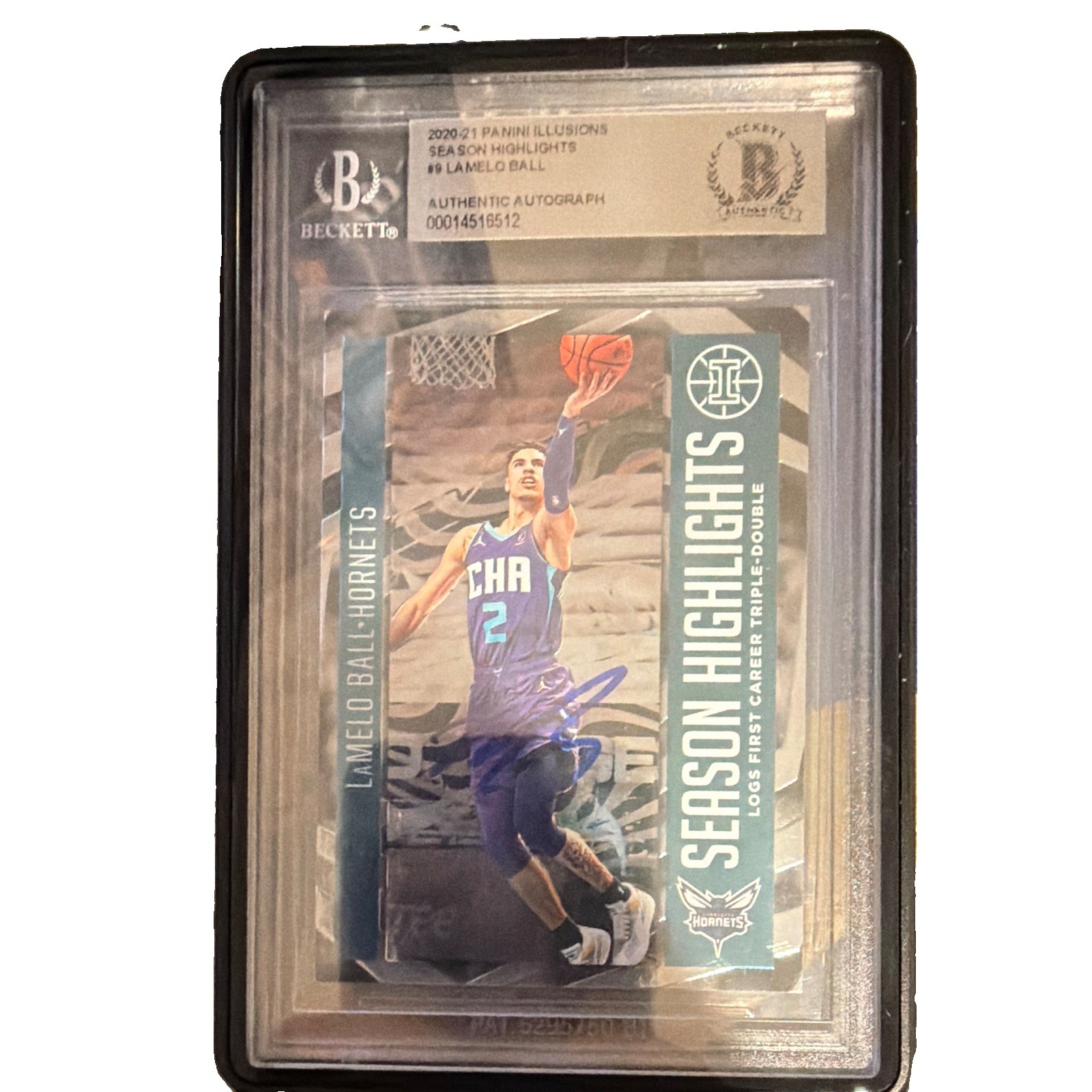 LaMelo Ball 2020-21 Panini Illusions Season Highlights #9 Auto BAS 00014516512 LaMelo Ball 2020-21 Panini Illusions Season Highlights #9 Auto BAS 00014516512