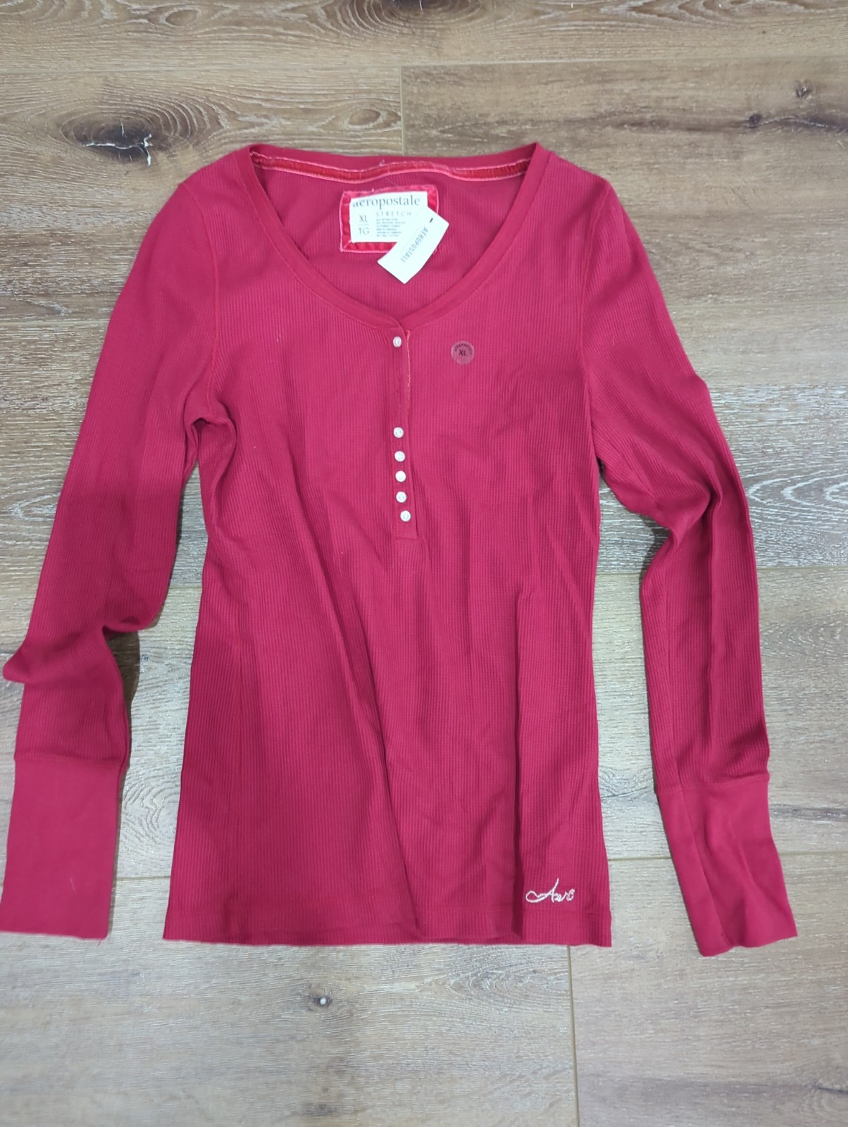 Aeropostale Women\'s Burgundy XL/TG Long Sleeve Top Stretch Aeropostale Women\'s Burgundy XL/TG Long Sleeve Top Stretch
