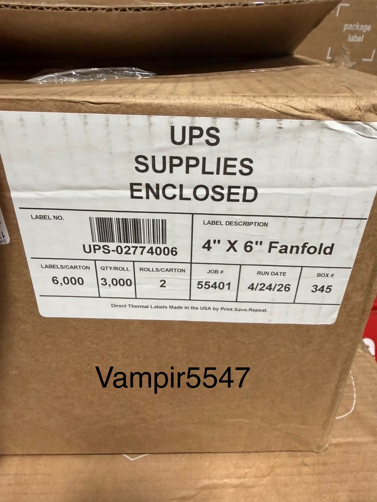 6000 Blank 4 x 6 Direct Thermal Fanfold Peel & Stick UPS Shipping Labels Bulk