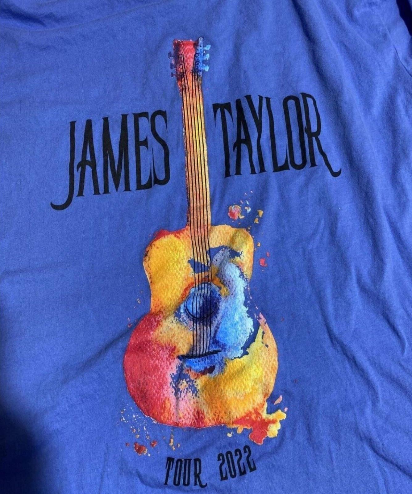 Vtg James Taylor 2022 Tour Heavy Cotton Blue All Size Unisex Tee Shirt