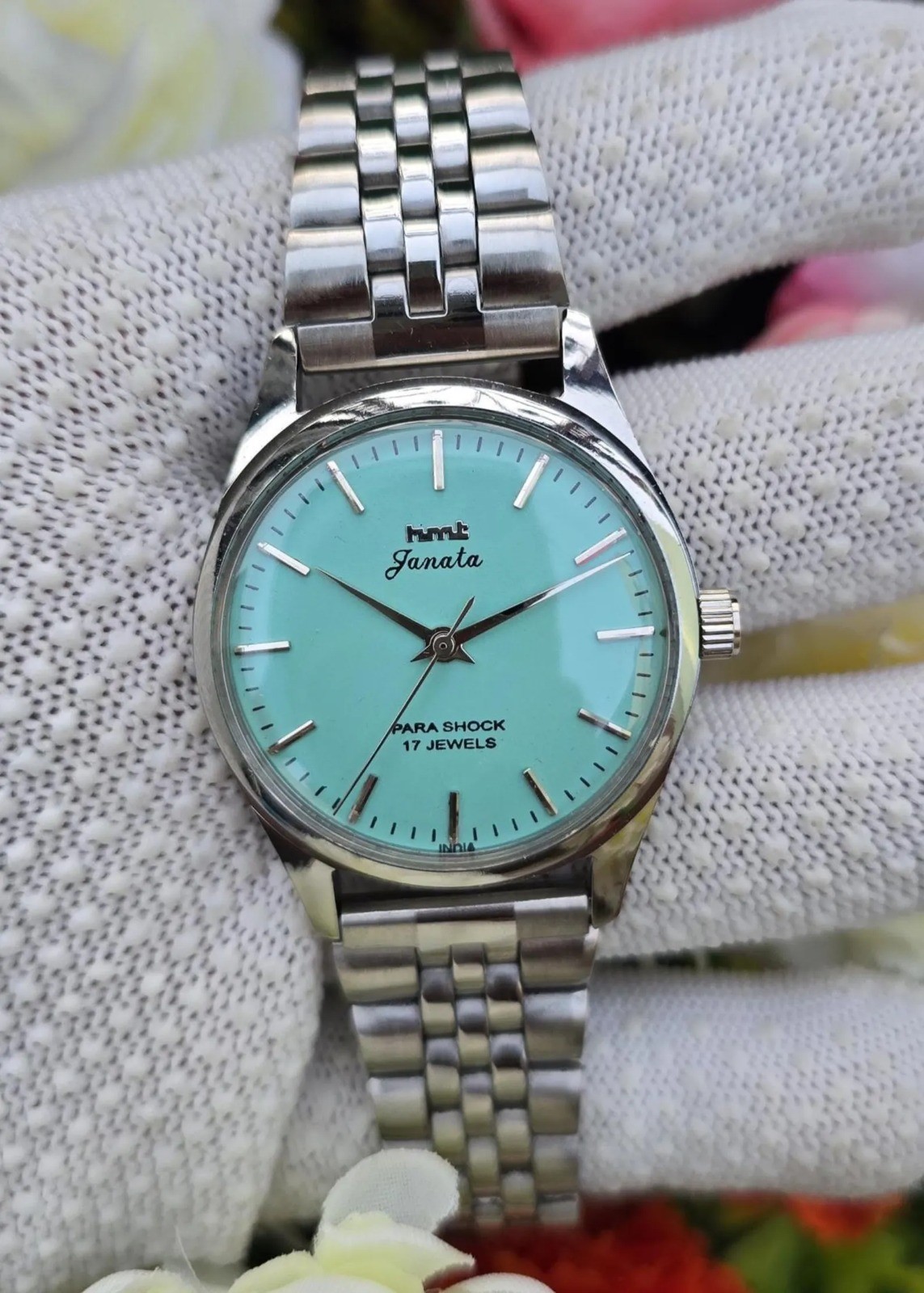 Vintage Hmt Janata Hand Winding Transparent back Men Steel 17 Jewels Wrist Watch