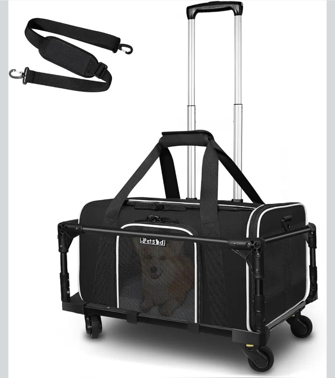 Petskd Rolling Pet Carrier 18x11x11 Airline Approved Small Dog Cat Travel Black Petskd Rolling Pet Carrier 18x11x11 Airline Approved Small Dog Cat Travel Black