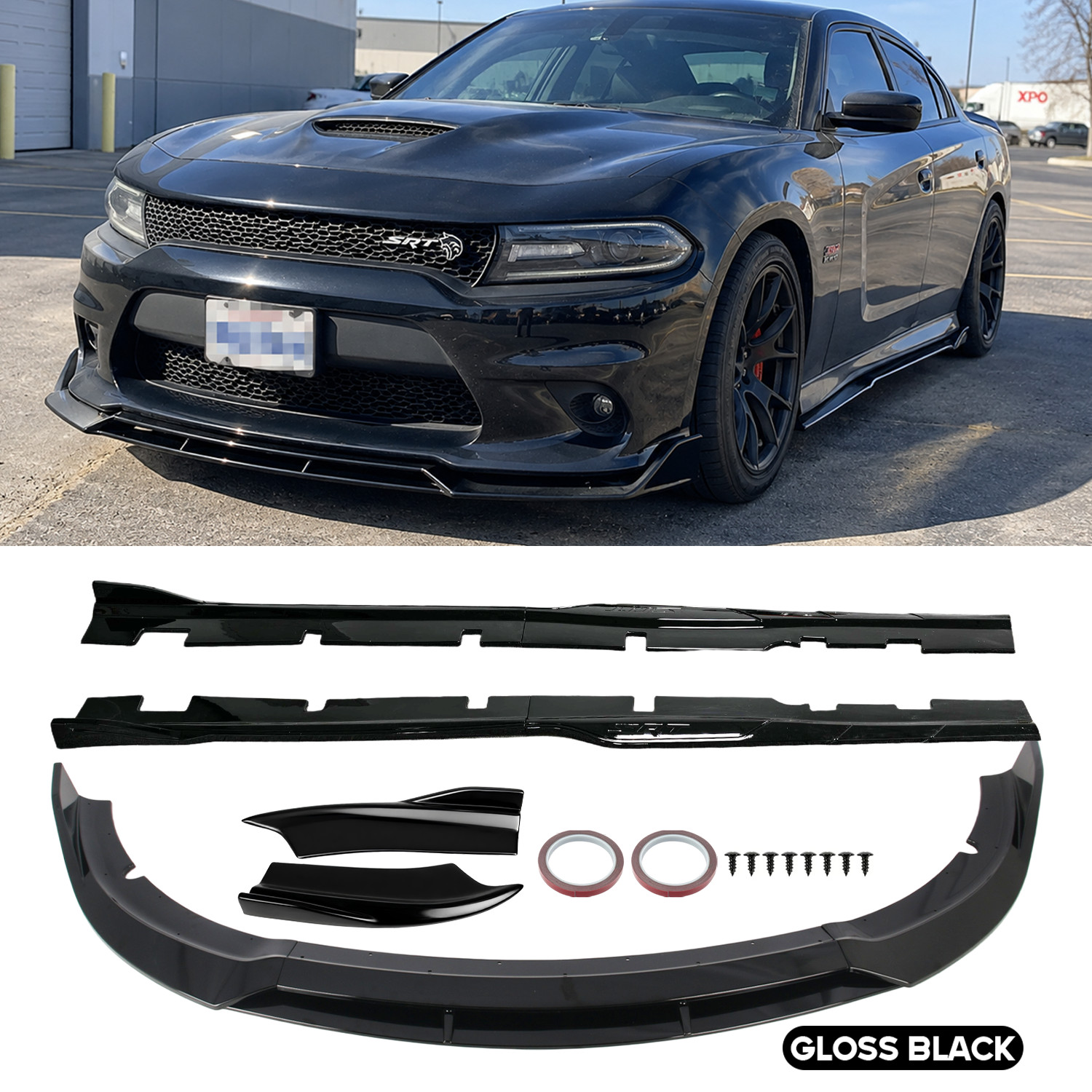 For 15-23 Dodge Charger SRT Front Rear Lip Spoiler Splitter Side Skirt Body Kit For 15-23 Dodge Charger SRT Front Rear Lip Spoiler Splitter Side Skirt Body Kit