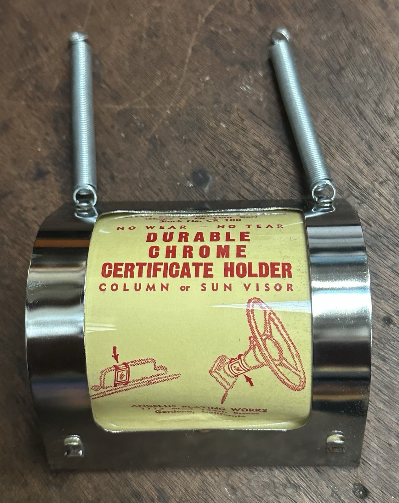 NOS 1950s 1960s Chrome Steering Column Registration Holder Chevy Bomb Lowrider NOS 1950s 1960s Chrome Steering Column Registration Holder Chevy Bomb Lowrider