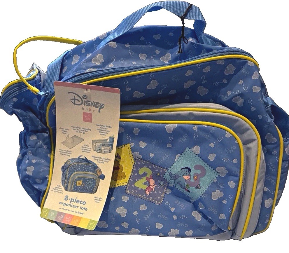 New- 1990s Vintage Pooh Disney Baby 8-Piece Organizer Diaper Bag New- 1990s Vintage Pooh Disney Baby 8-Piece Organizer Diaper Bag