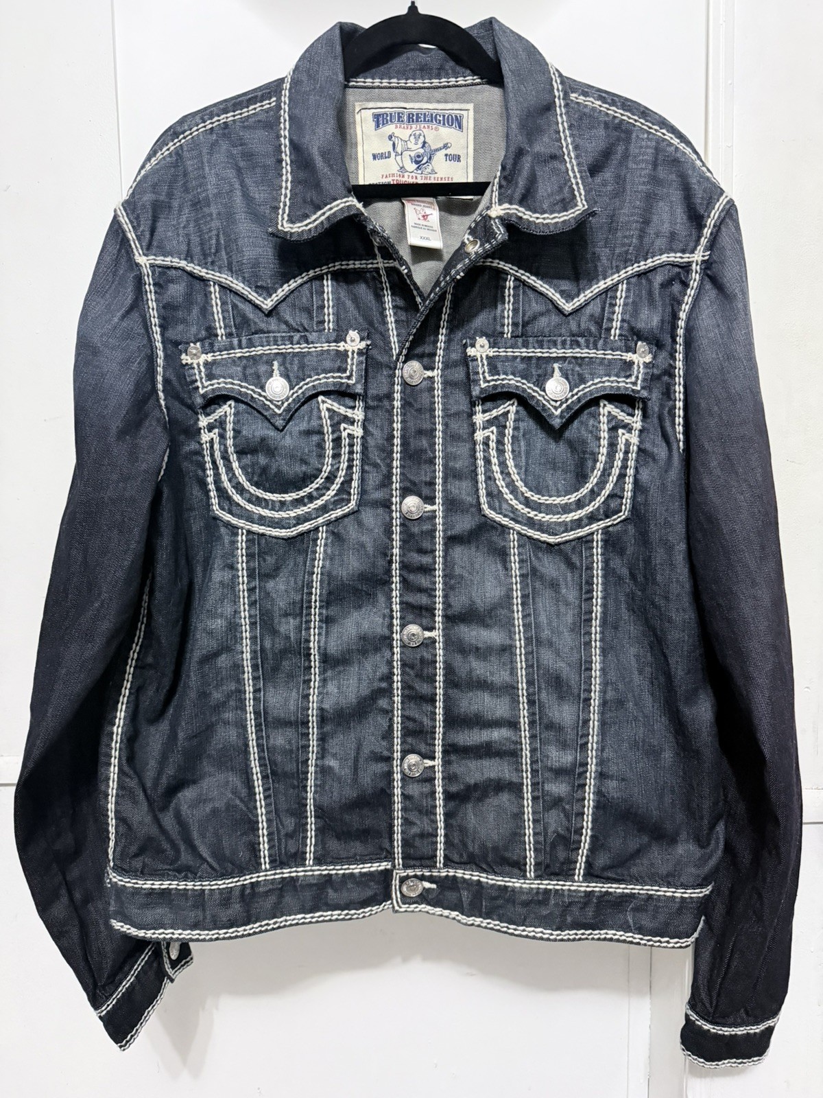 True Religion Mens blue Trucker Natural Mega T Jean Jacket 3XL Haunted Mound True Religion Mens blue Trucker Natural Mega T Jean Jacket 3XL Haunted Mound