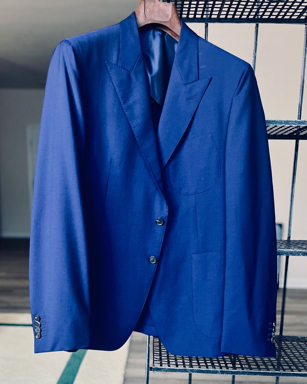 Pal Zileri men\'s blazer, blue color, wool/mohair, EU 56/US 46
