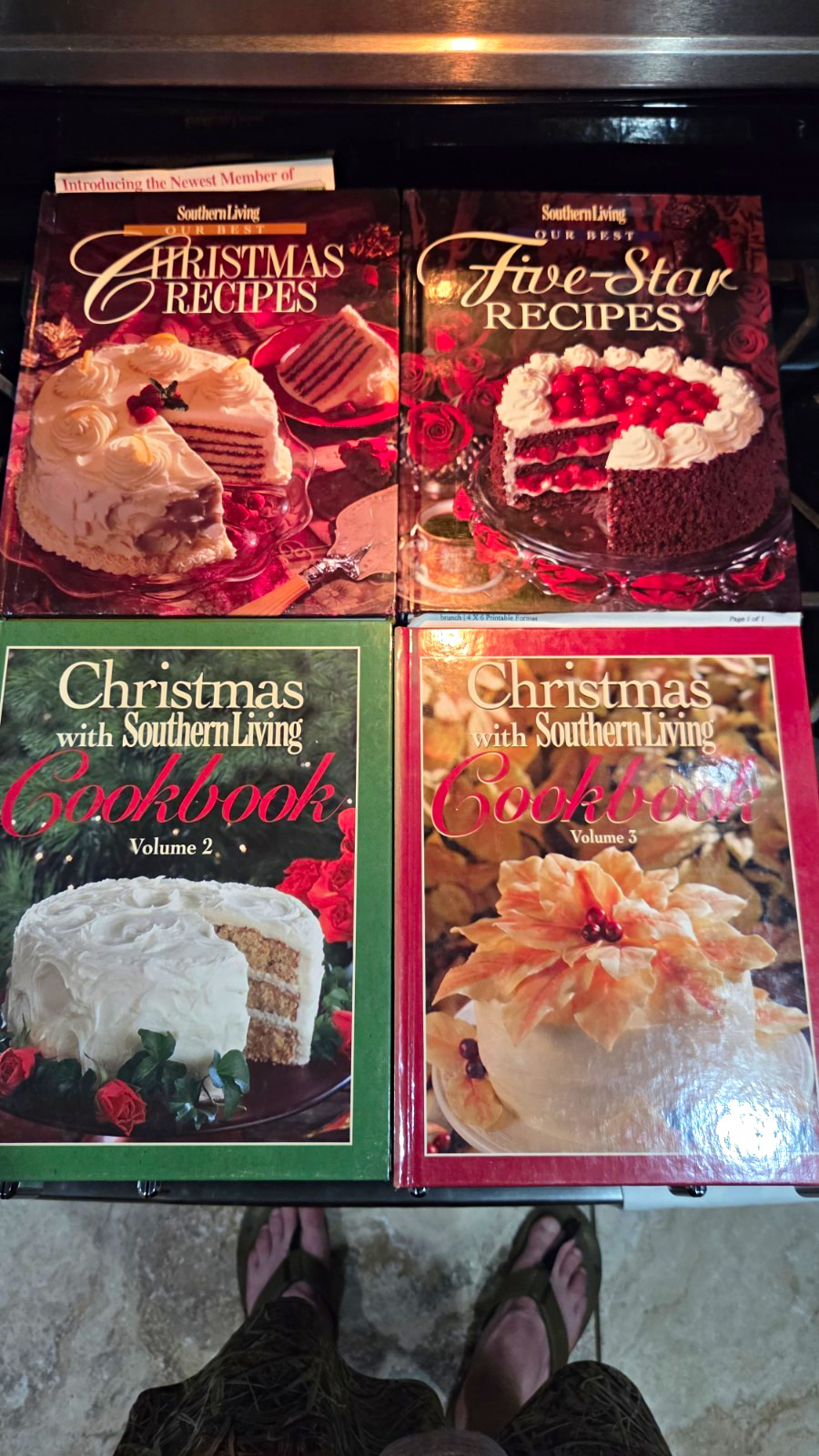 Southern Living Lot of 4 Hardcover Illustrated Christmas Cookbooks Vol 2 & 3