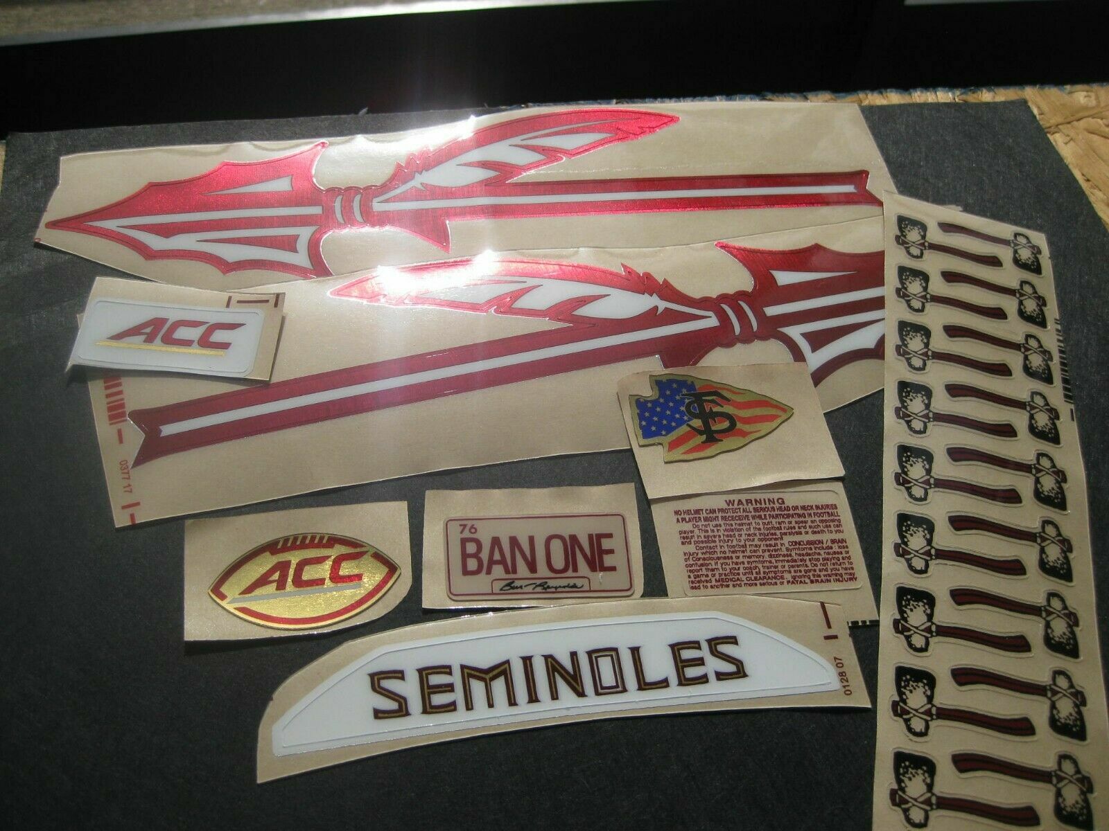 Florida State Seminoles football helmets 3M vinyl decals chrome Florida State Seminoles football helmets 3M vinyl decals chrome