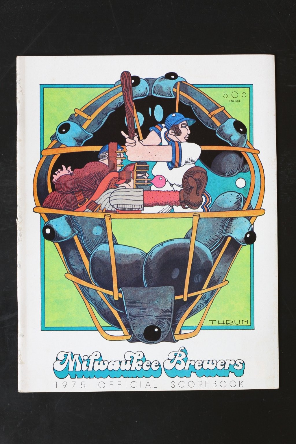 Vintage 1975 Milwaukee Brewers Official Scorebook Baseball THDUN Art