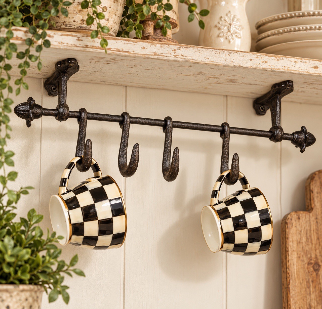 VTG Cast Iron Wall-Mounted Utensil Utility Coat Rack Heavy Duty Sliding S Hooks VTG Cast Iron Wall-Mounted Utensil Utility Coat Rack Heavy Duty Sliding S Hooks