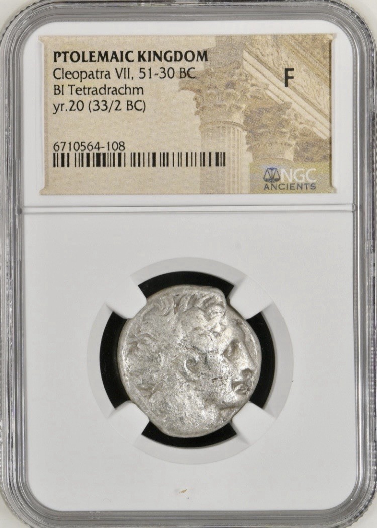 CLEOPATRA Egypt Pharaoh VII 33BC-32BC NGC Graded Fine Coin Ptolemy Genuine Rare CLEOPATRA Egypt Pharaoh VII 33BC-32BC NGC Graded Fine Coin Ptolemy Genuine Rare