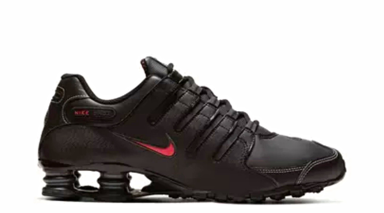 Nike Men’s Black/Red Shox NZ Low Top Lace-Up Athletic Sneakers Solid Nike Men’s Black/Red Shox NZ Low Top Lace-Up Athletic Sneakers Solid