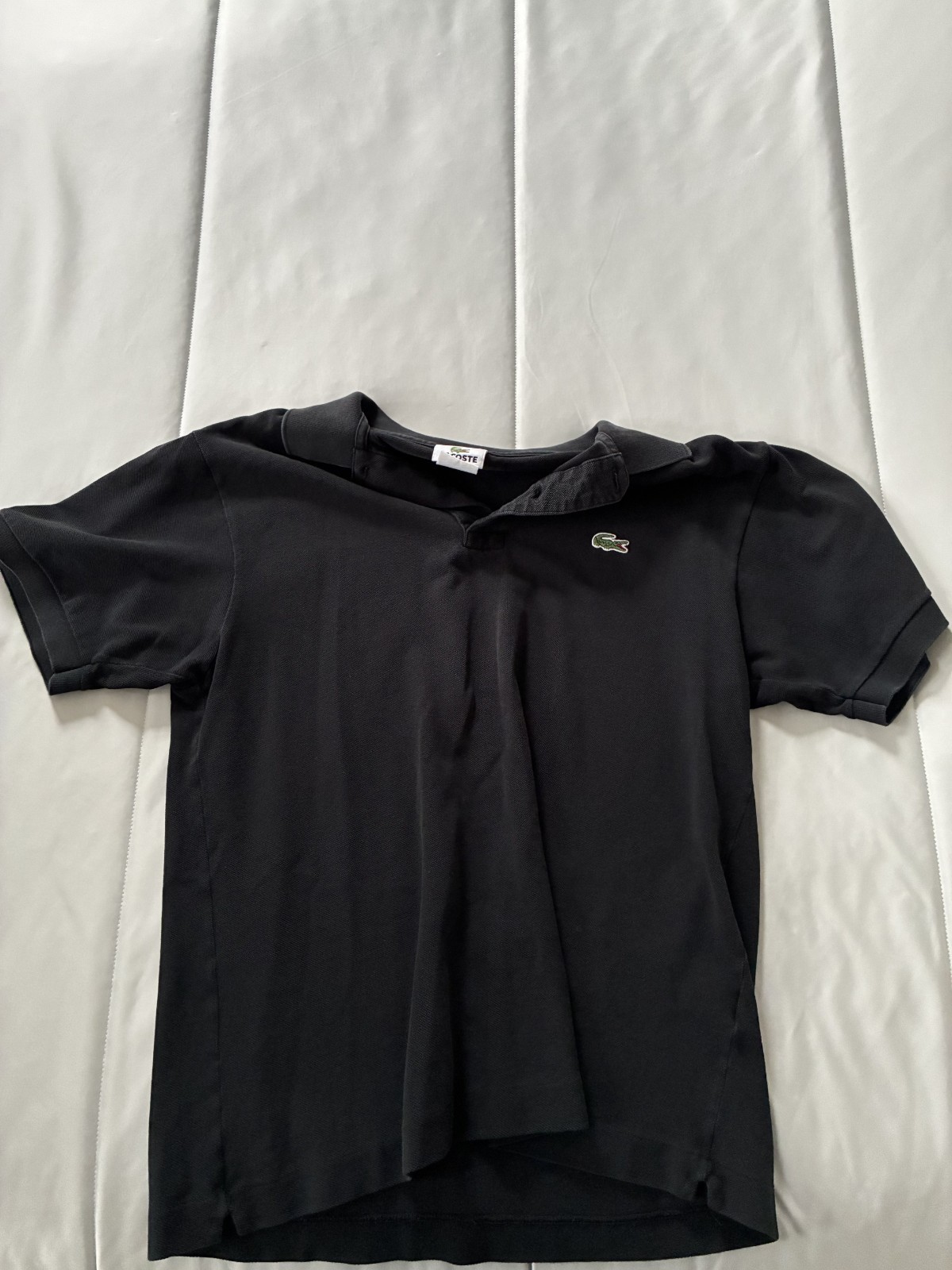 Lacoste Men\'s Short Sleeve Polo Shirt Black Size 4 Medium RN 87651 No Holes