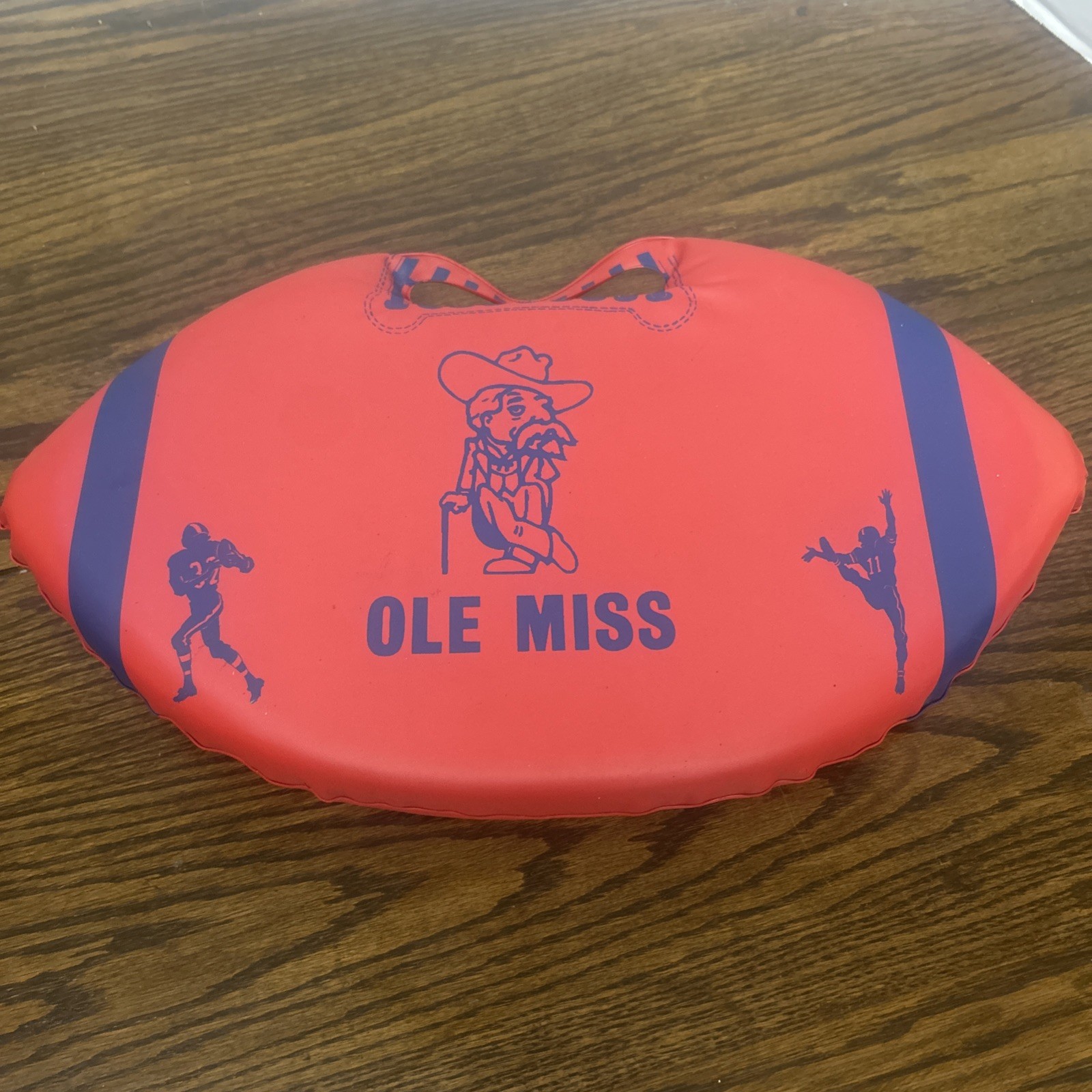 Vintage Ole Miss Colonel Reb Football Shaped Bleacher Stadium Seat Cushion Vintage Ole Miss Colonel Reb Football Shaped Bleacher Stadium Seat Cushion
