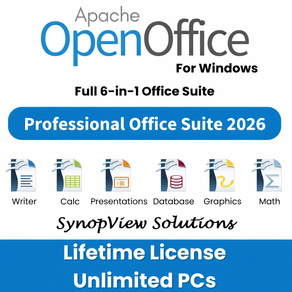 Open Office Home and Student 2026 for Windows - Full 6 in 1 Office Suite on USB