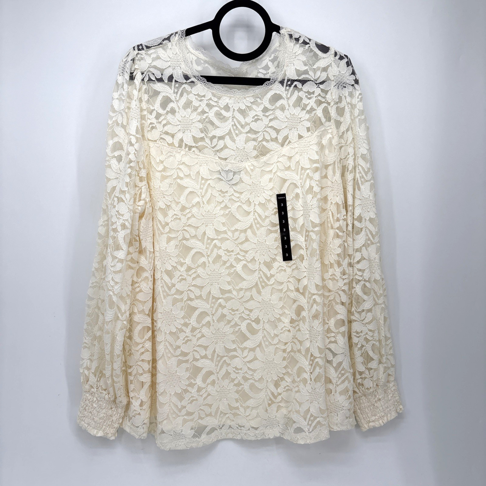 Torrid Sheer Lace Top 2X Creme Colored Stretch Lace Mesh Graduation